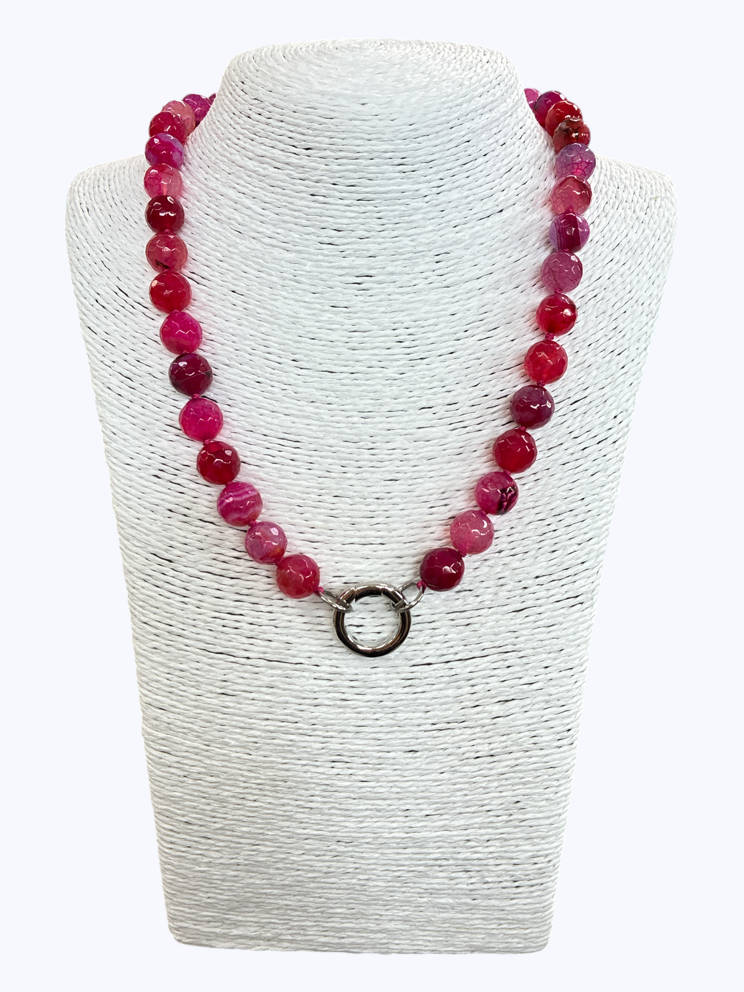 SB-SSN Pink Agate Natural Stone Necklace