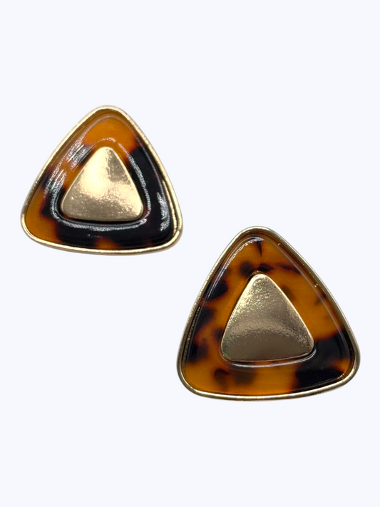 E2548 |Brown Tortoise Triangle stud Earrings | ER26183