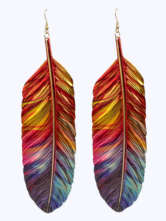 E2547 | Metallic Feather Drop Earrings | ER26182