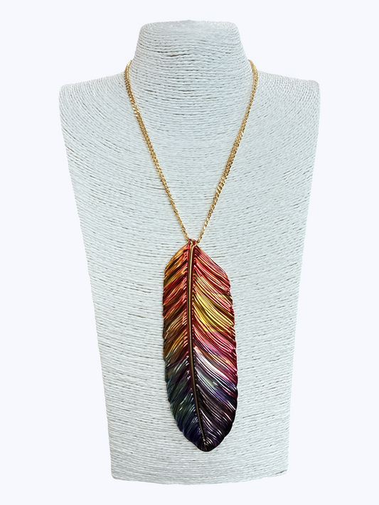N5266 | Metallic Feather Necklace | ER26217