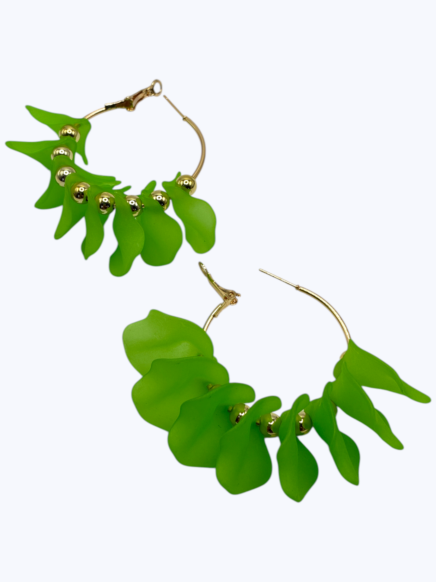 E2289 | Abstract Multi color Leaf Hoop Earrings | KE2972