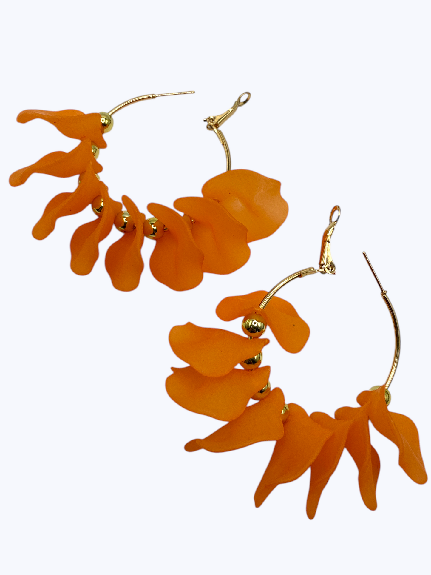 E2289 | Abstract Multi color Leaf Hoop Earrings | KE2972