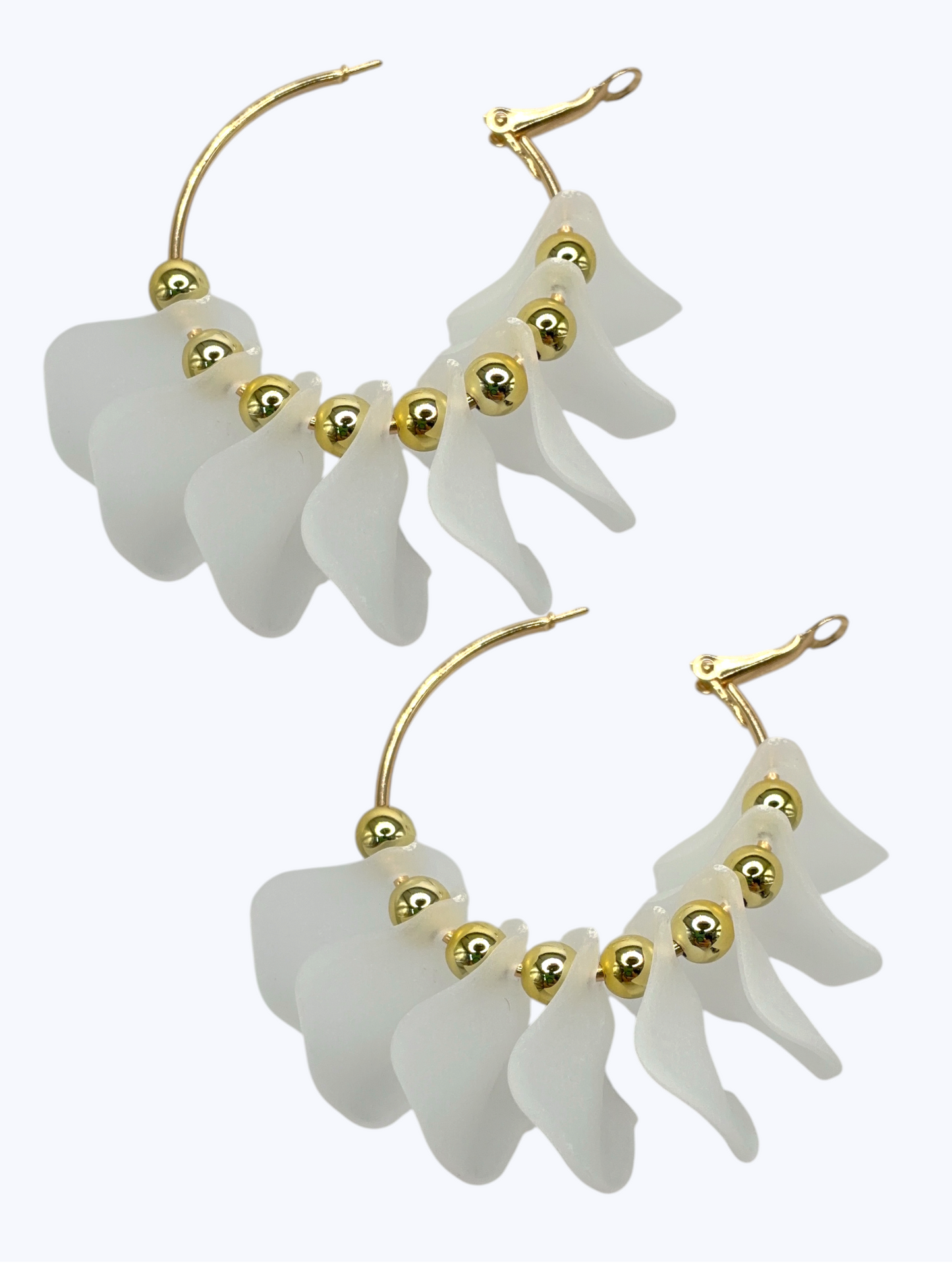 E2289 | Abstract Multi color Leaf Hoop Earrings | KE2972