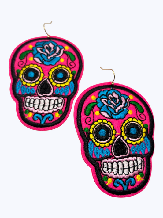E1305 ME10866 Sugar Skull Drop Dangle Earrings