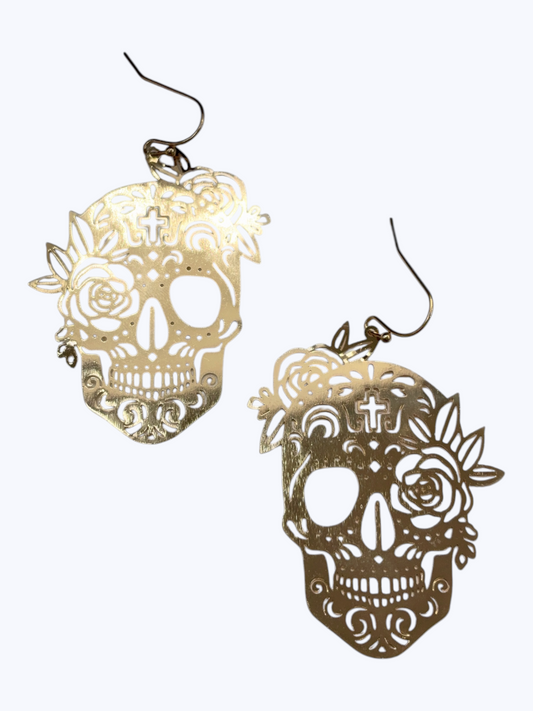 E1304 ME10960 Skull Drop Dangle Earrings
