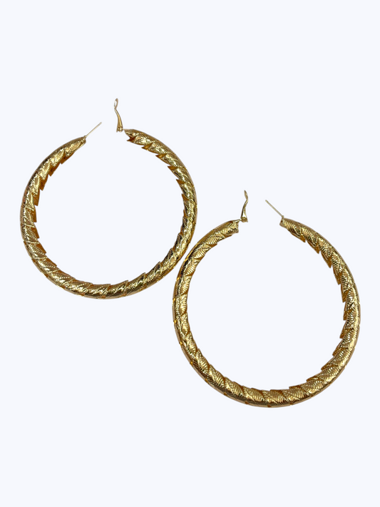 E2561|Oversized Leaf Hoop Earrings |LE3252