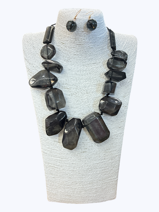 N5281 | Chunky Geometric Resin Necklace Set | KS2272