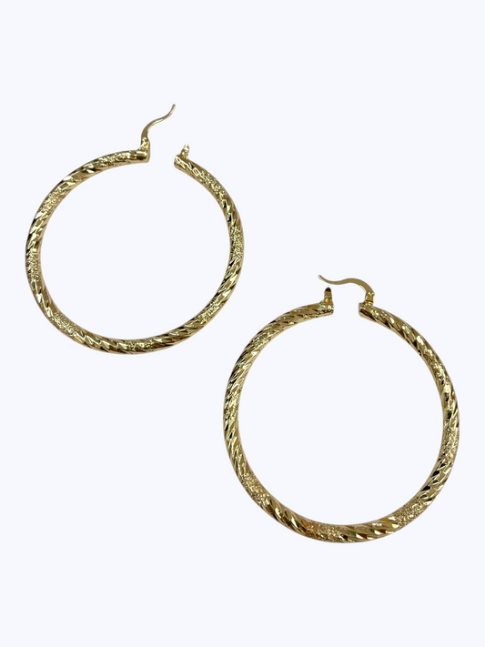 E2572 | Hammered Classic Hoop Earrings | KE2808-60
