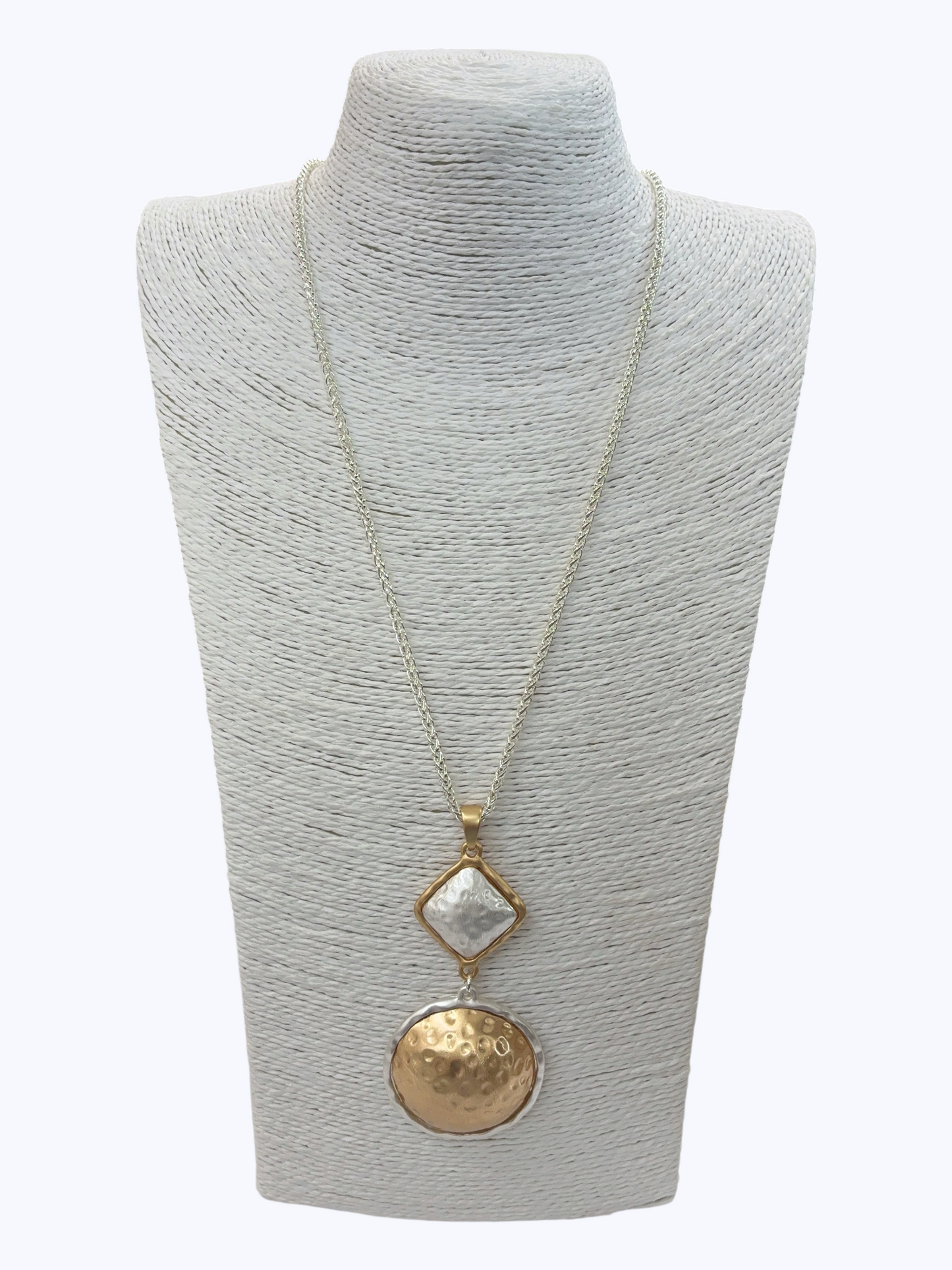 Hammered Two-Tone Long Necklace - N5297