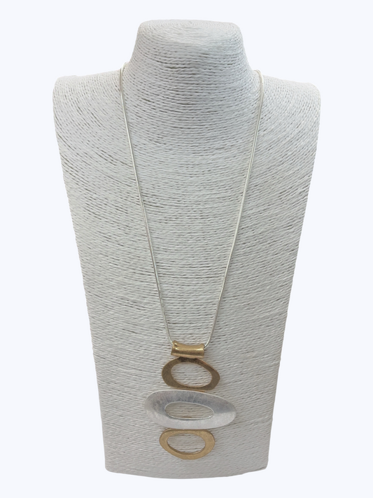 Two-Tone Oval Long Necklace - N5298