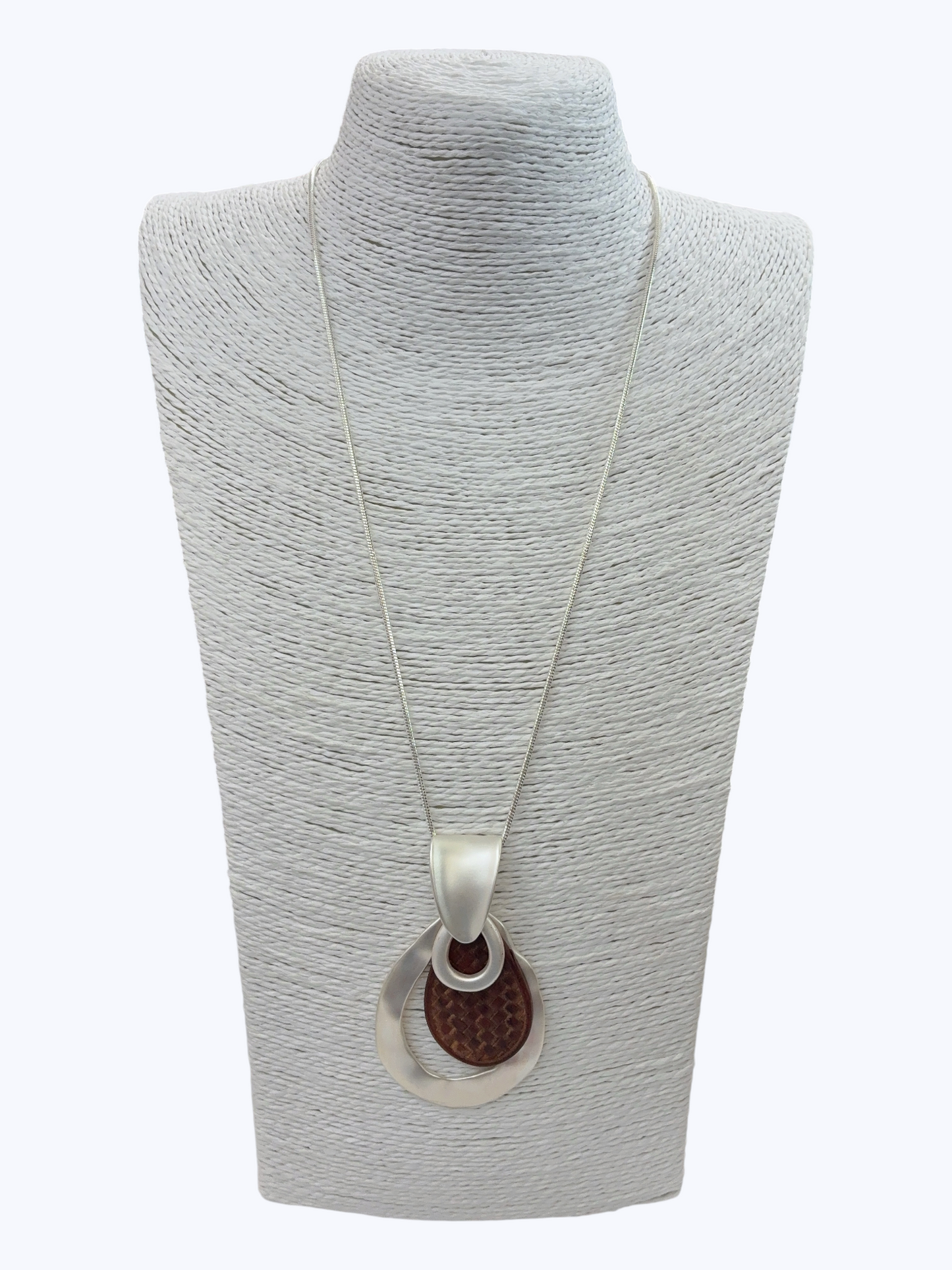 Hammered Metal and Wood Necklace - N5300