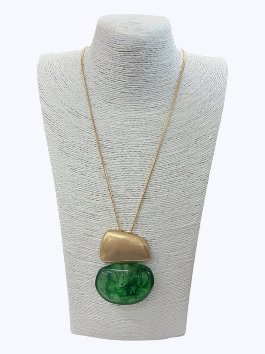 Resin Stone Long Pendant Necklace - N5296