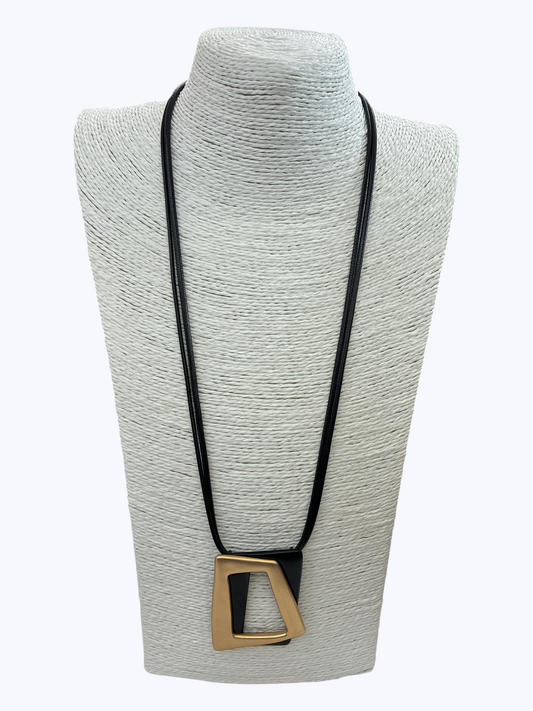 Two-Tone Geometric Pendant Necklace - N5305