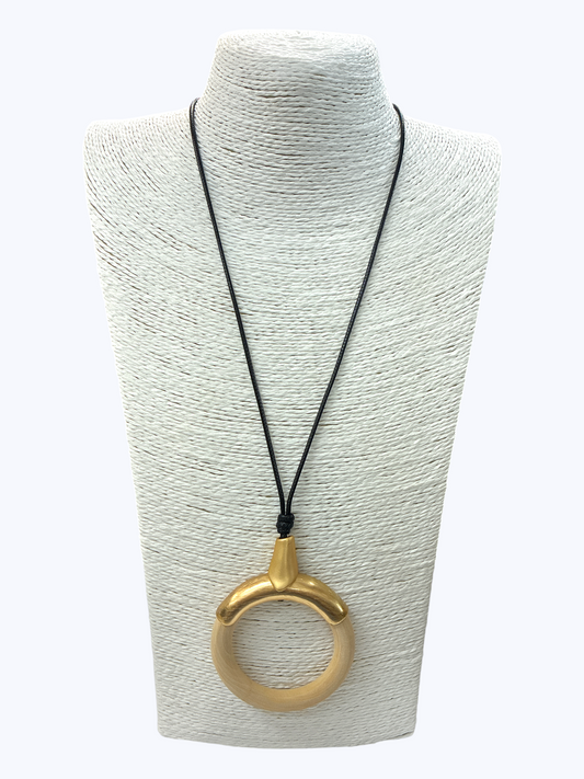 Modern Wooden Ring Pendant Necklace - N5329