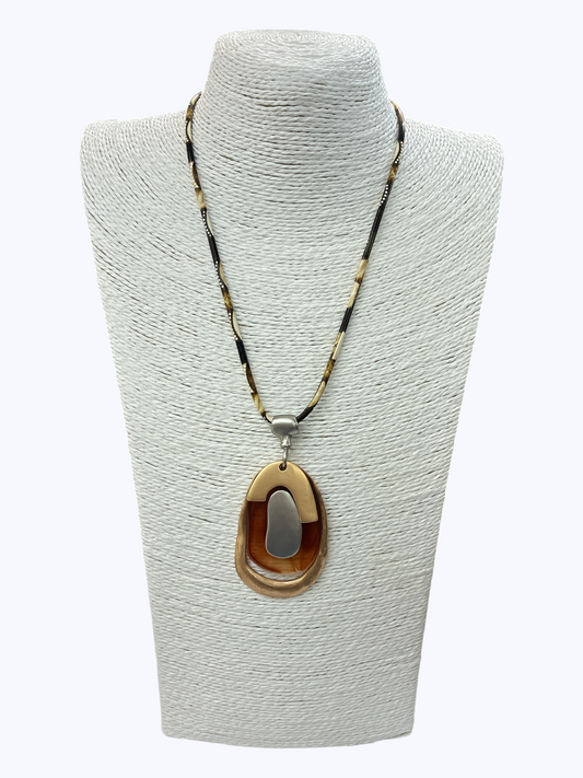 Brown Gold Resin Necklace - N5324
