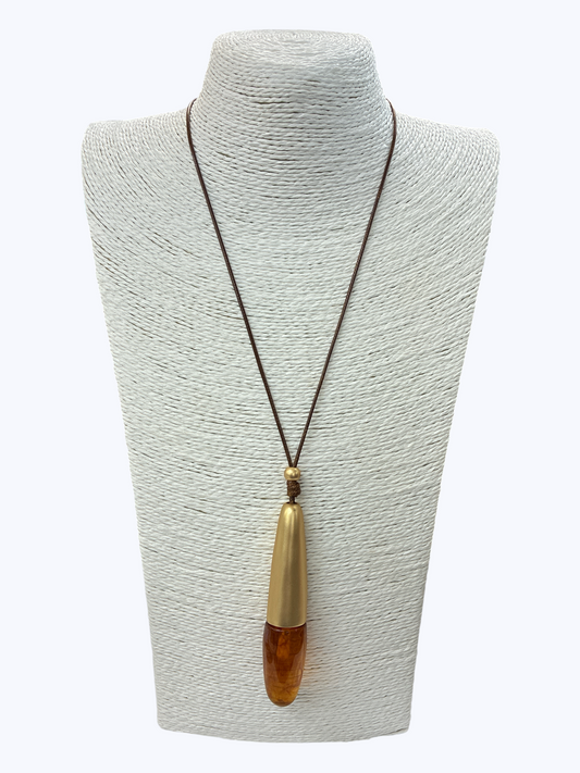 Brown Gold Pendant Long Necklace - N5322