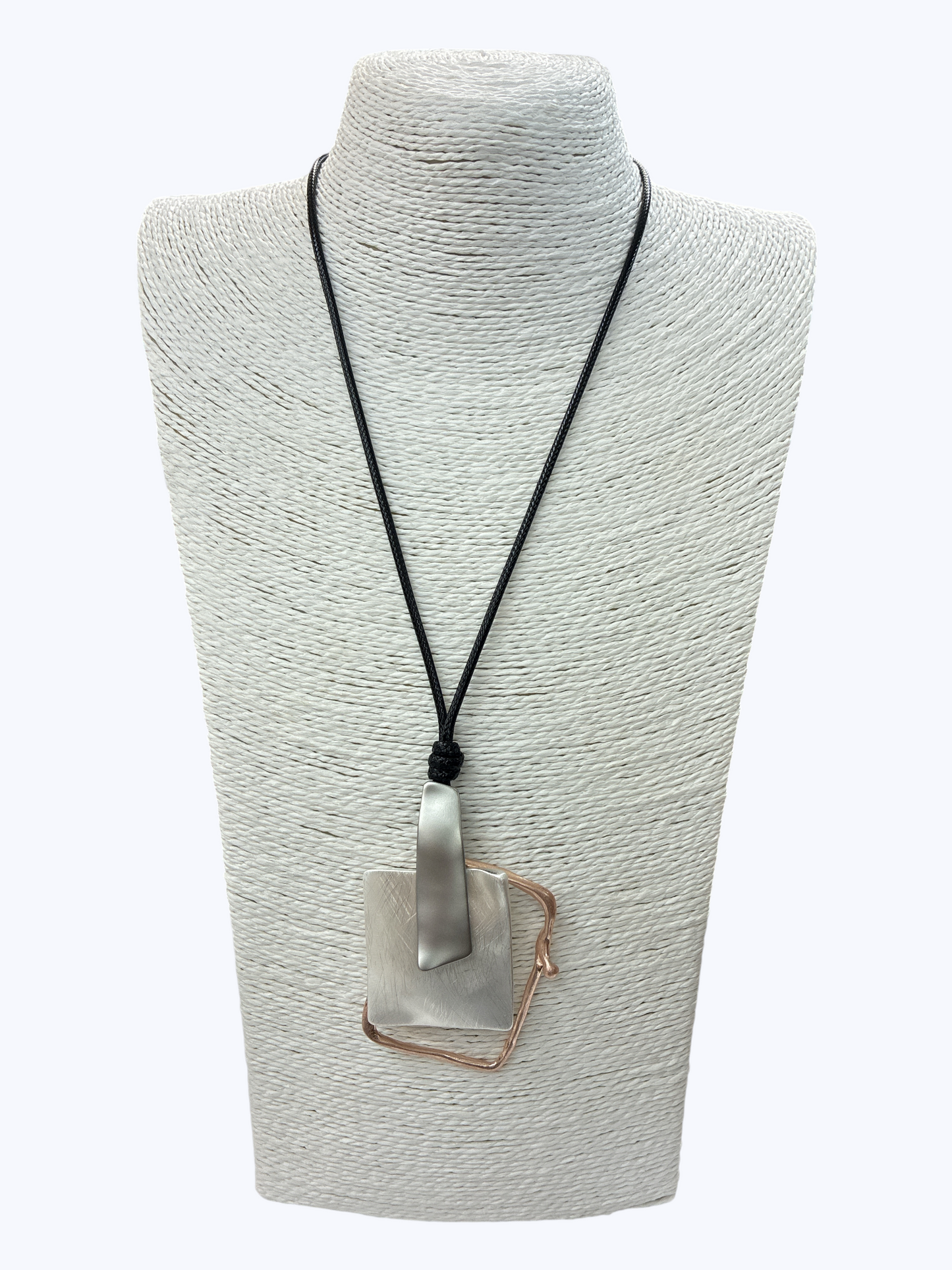 Layered Rectangle Geometric Pendant Necklace - N5314