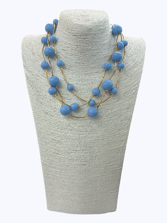 Triple Layer Ball Beaded Necklace - N5193