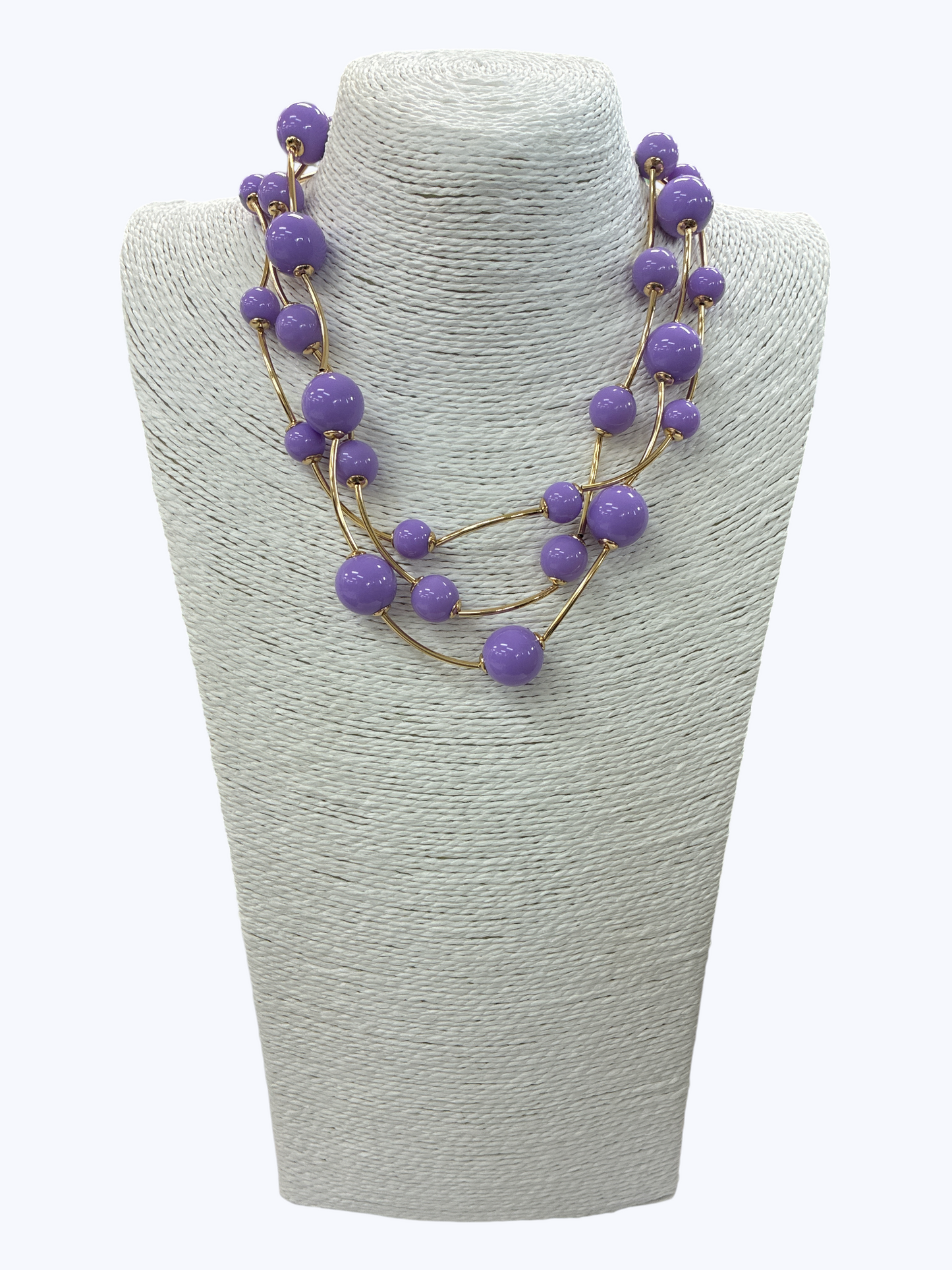Triple Layer Ball Beaded Necklace - N5193