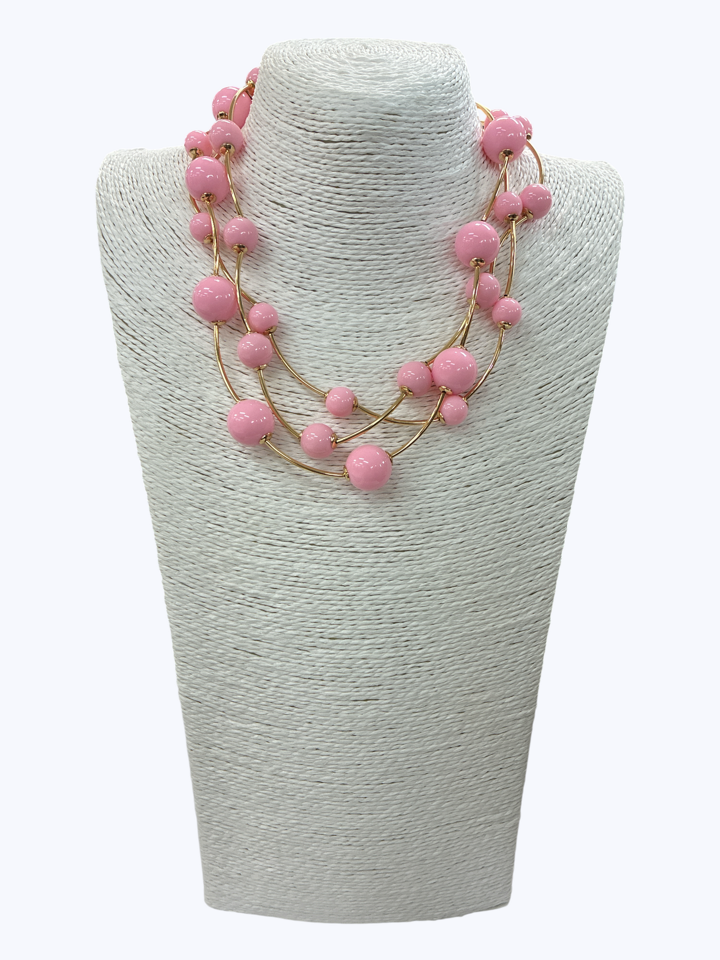 Triple Layer Ball Beaded Necklace - N5193