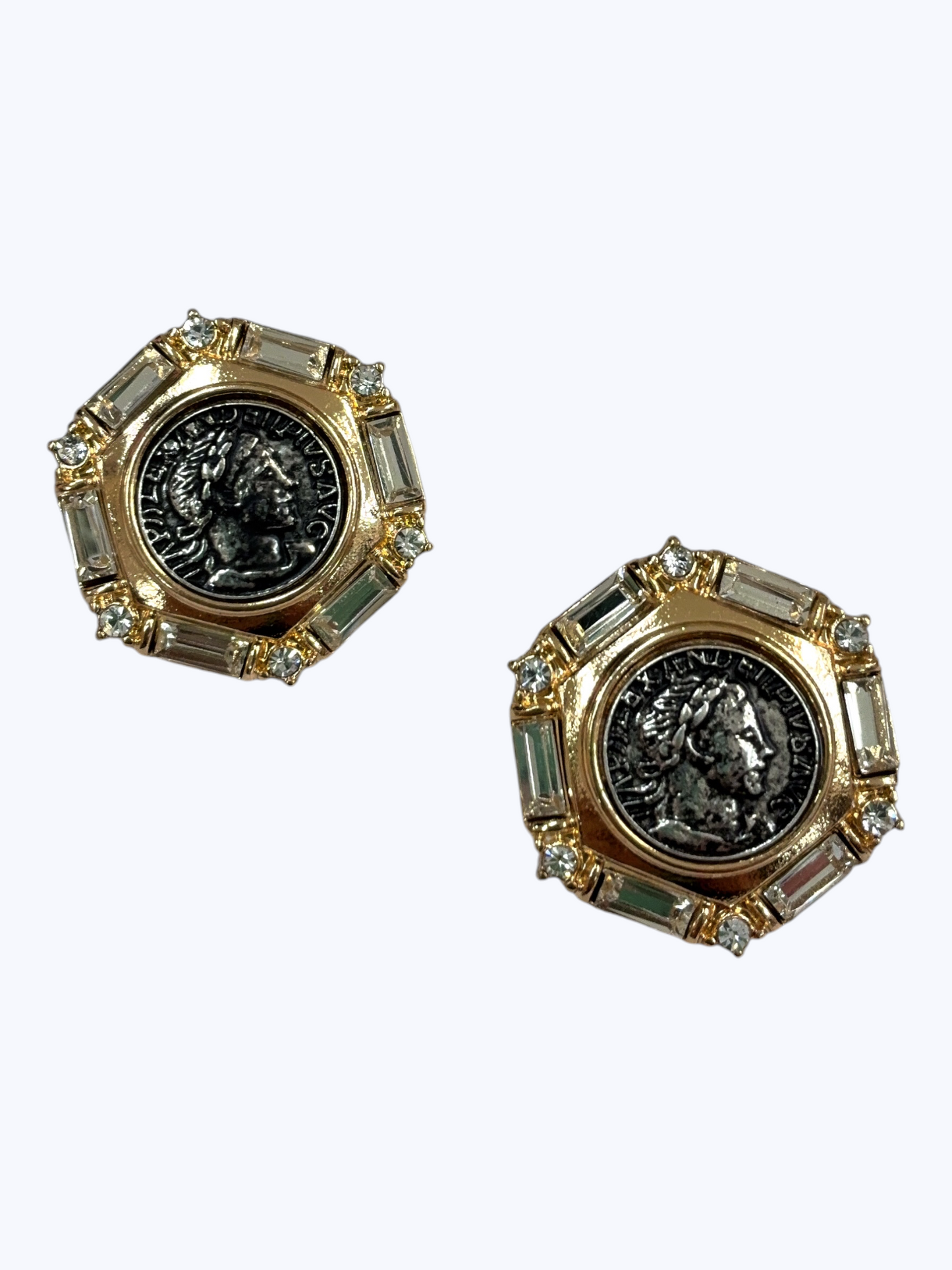 Antique Baguette Coin Earrings - E2579
