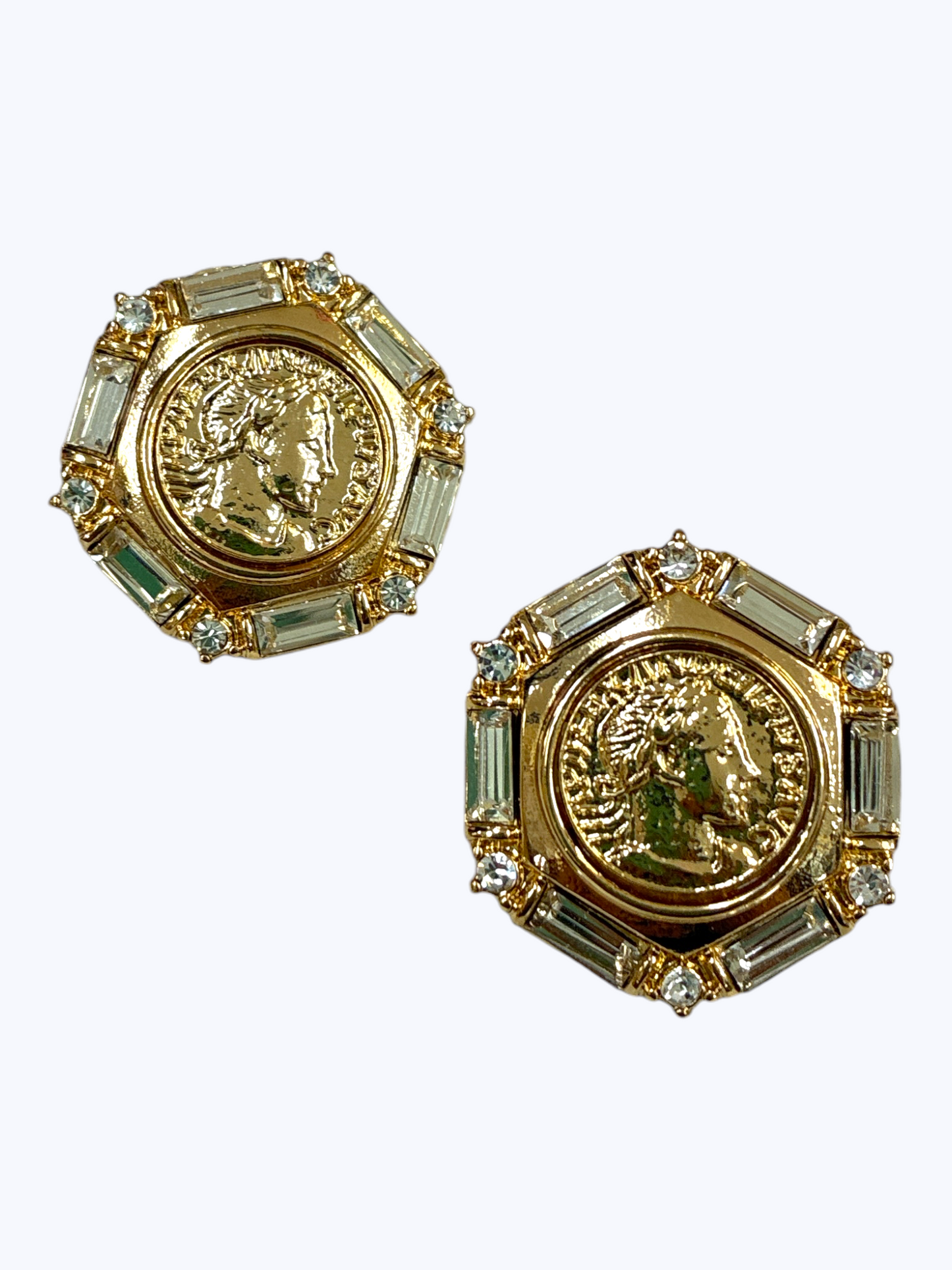 Antique Baguette Coin Earrings - E2579