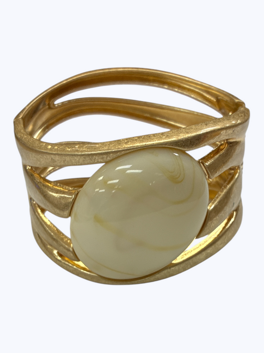 Cream Resin Stone Cuff Bracelet - B0541