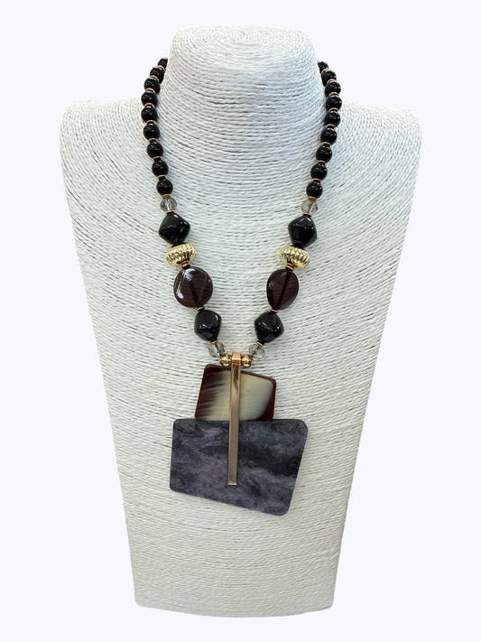 Marble Resin Beaded Necklace - N5336