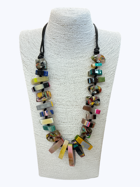 Multi-Color Acrylic Statement Necklace - N5335