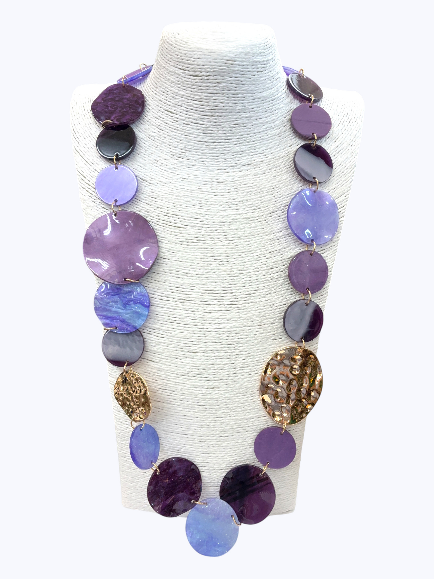 Long Acrylic Disc Link Necklace - N5337