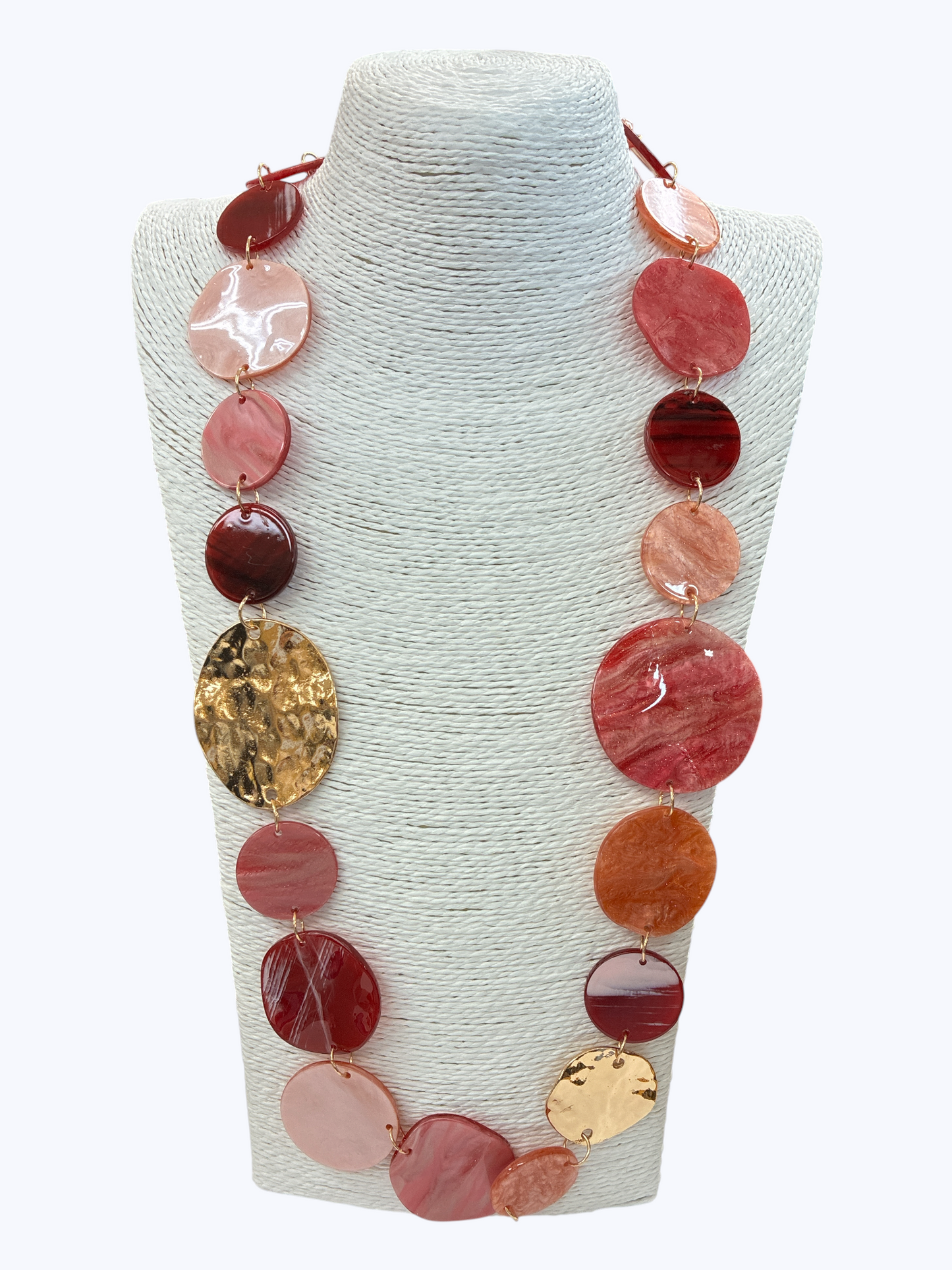 Long Acrylic Disc Link Necklace - N5337