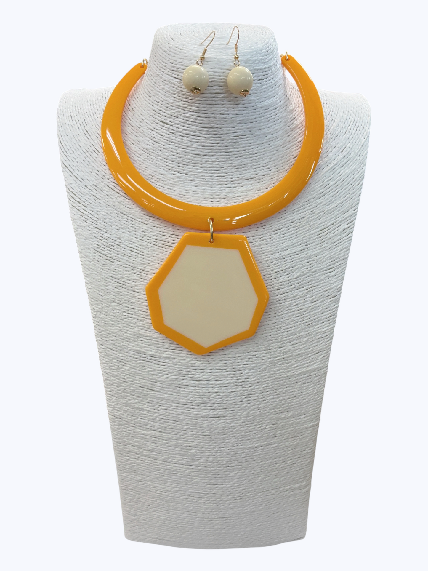 Acrylic Hexagon Pendant Choker Necklace - N5339