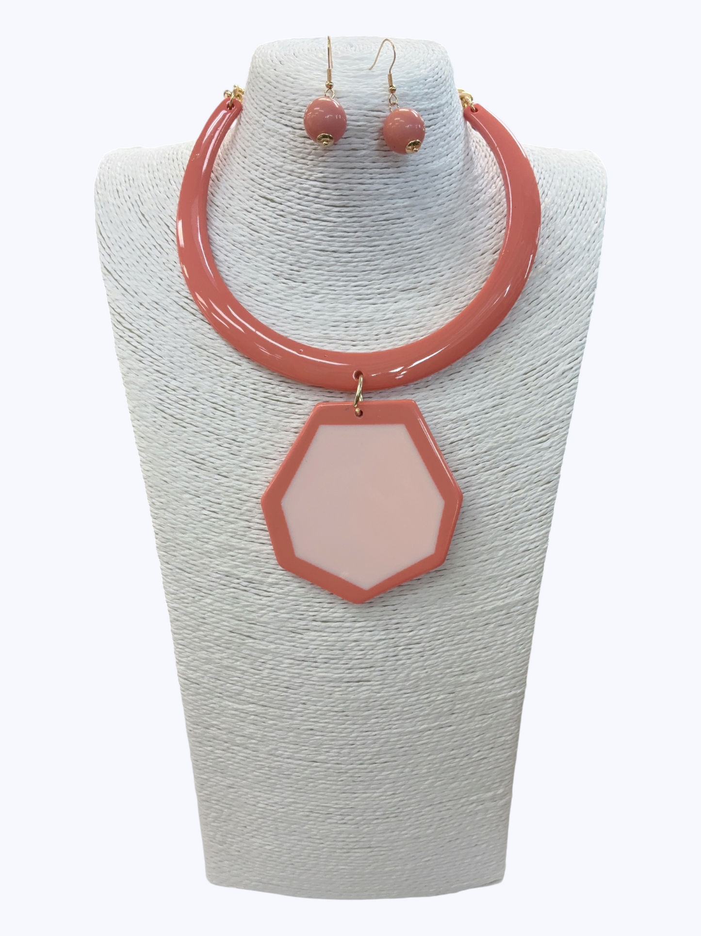 Acrylic Hexagon Pendant Choker Necklace - N5339