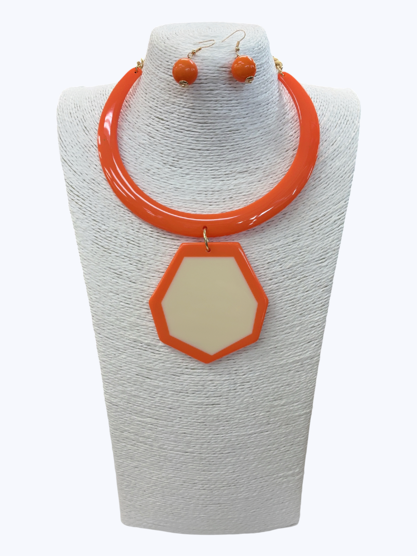 Acrylic Hexagon Pendant Choker Necklace - N5339
