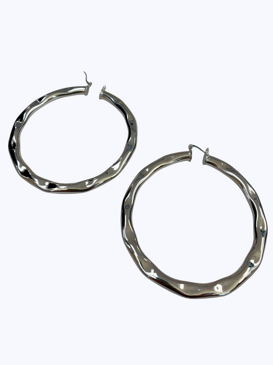 Oversized Hammered Hoop Earrings - E2582