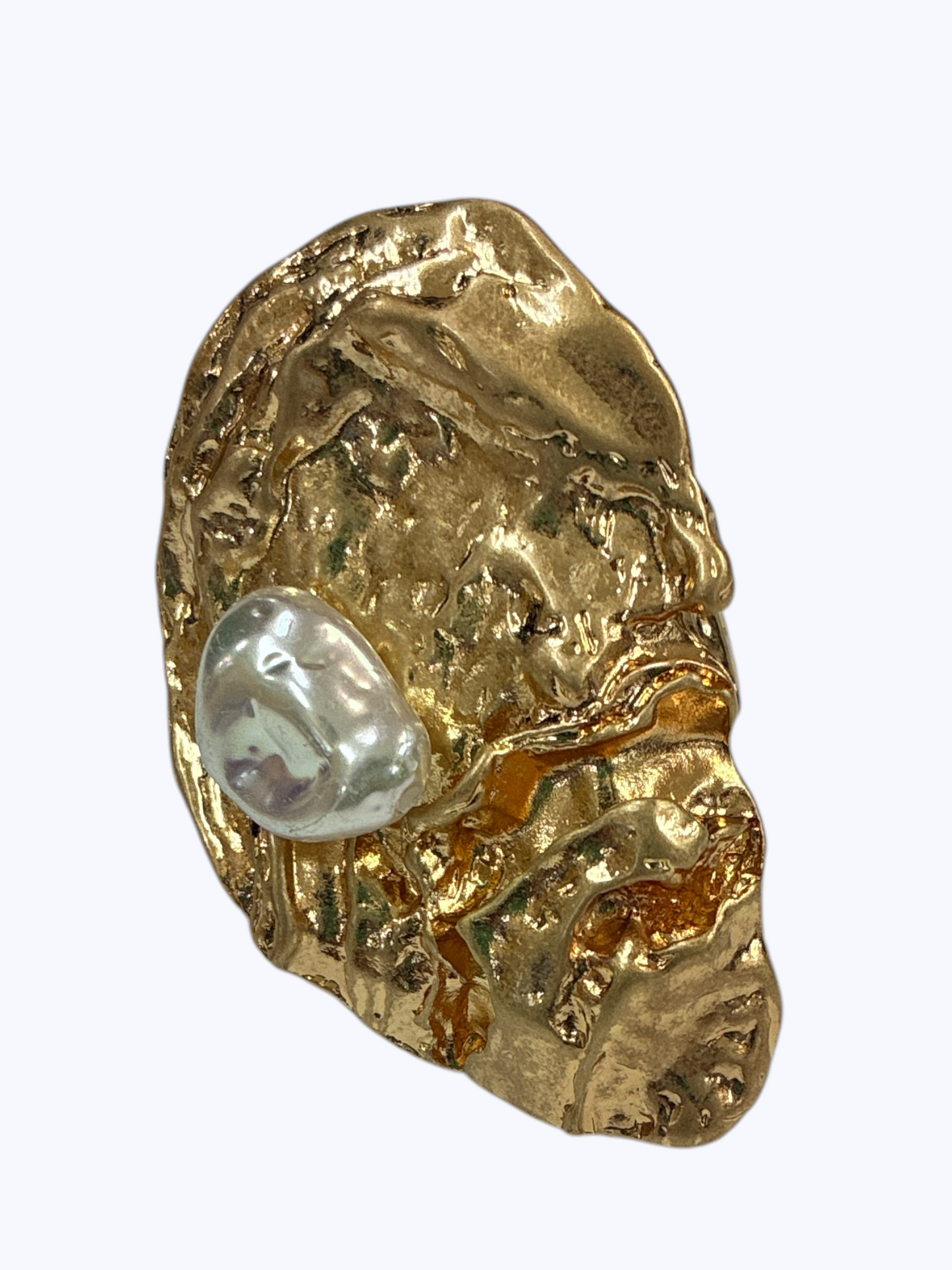 Hammered Organic Pearl Accent Ring - R0134