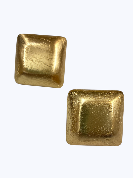 Brushed Square Stud Earrings - E2604