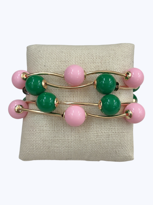 Pink Green 4pcs Set Bracelet -B0564