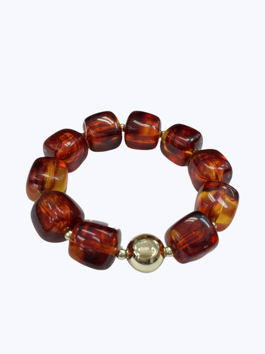 Acrylic Barrel Bead Stretch Bracelet  - B0571