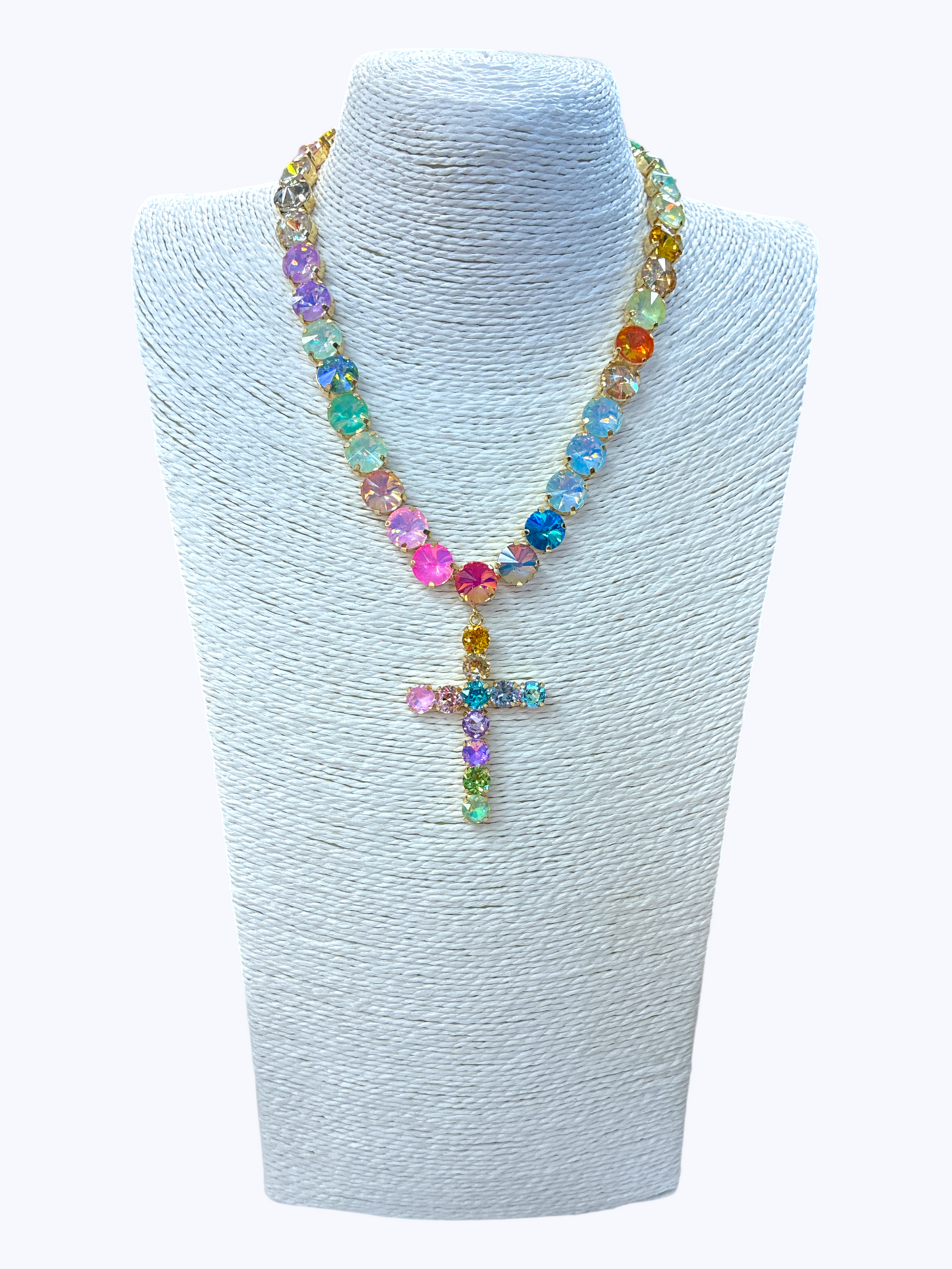 Faceted Crystal Cross Necklace | N5385