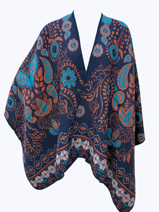 Paisley Pattern Poncho | PC113