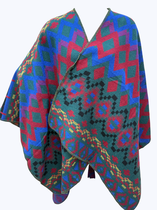 Geometric Cross Poncho | PC112