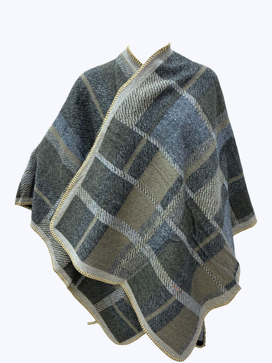 Plaid Woven Poncho | PC115