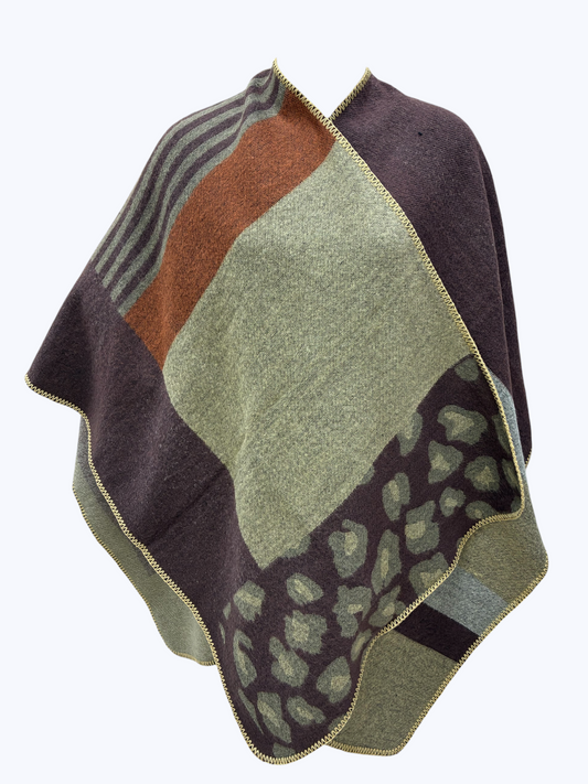Casual Plaid Poncho | PC122