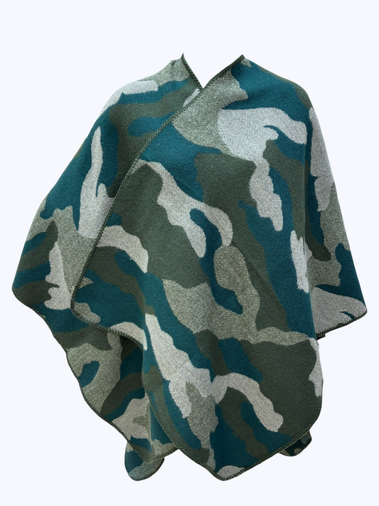 Camo Print Poncho | PC117