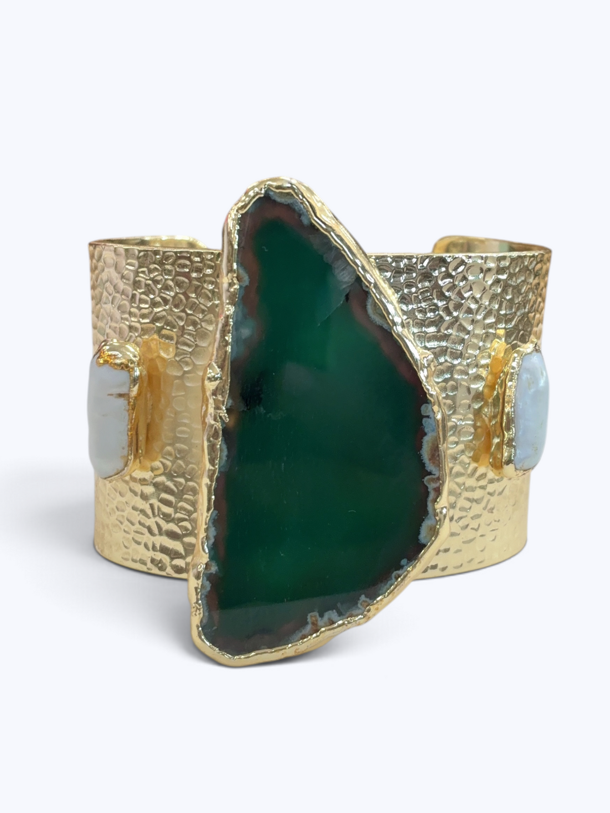 Emerald Natural Stone & Freshwater Pearl Bracelet