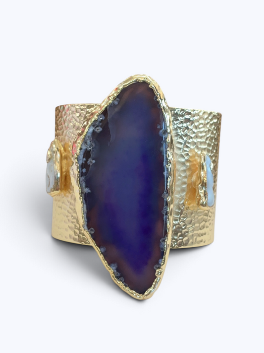Purple Natural Stone & Freshwater Pearl Bracelet | B0588