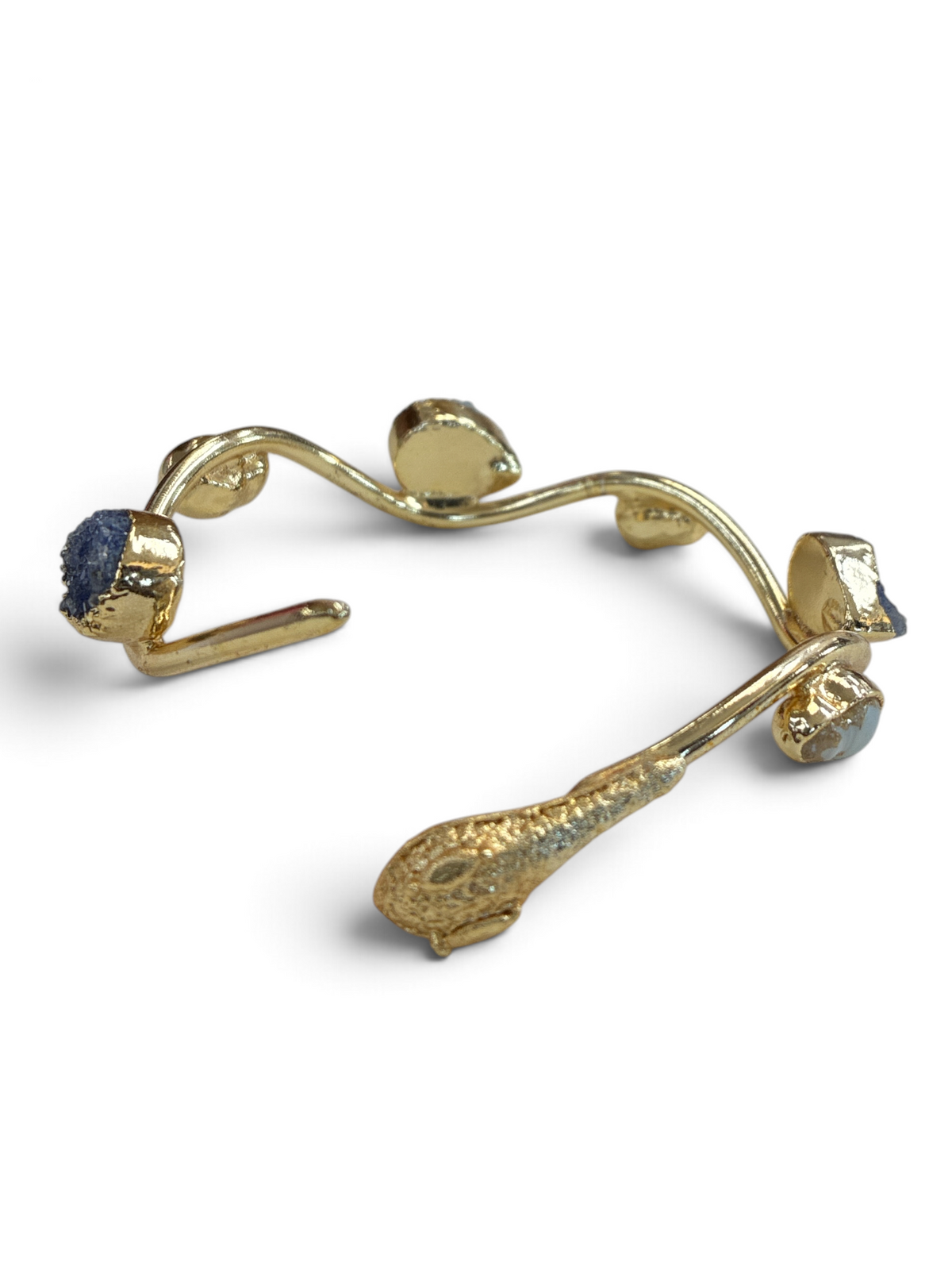 Navy  Natural Druzy Stone Bracelet – 14K Gold Plated