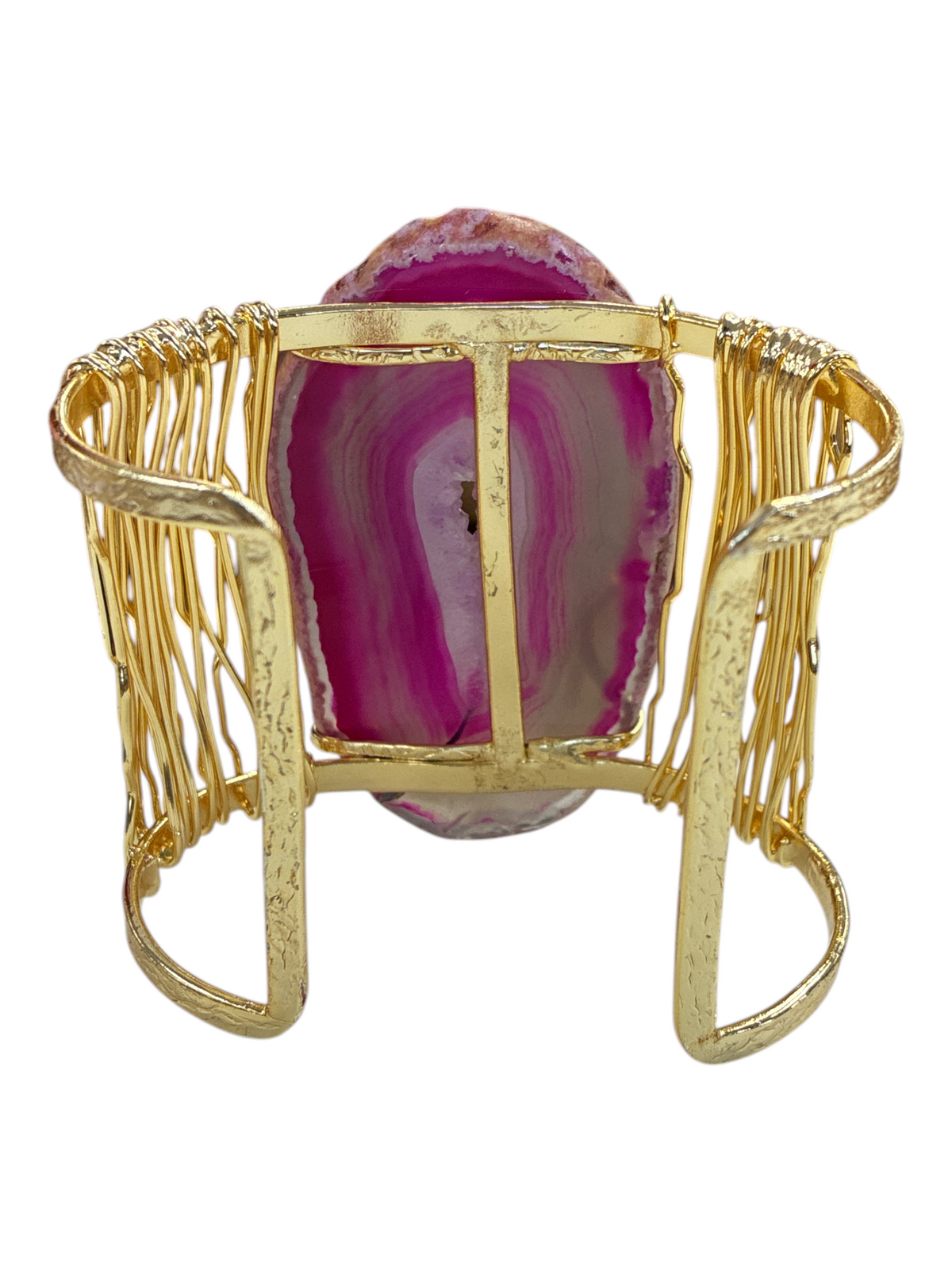 Fuchsia Natural Druzy Stone Bracelet – 14K Gold Plated