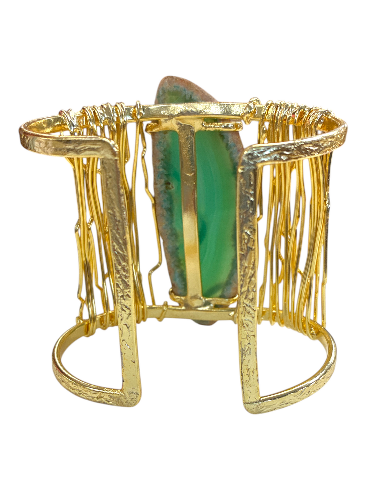 Emerald  Natural Druzy Stone Bracelet – 14K Gold Plated